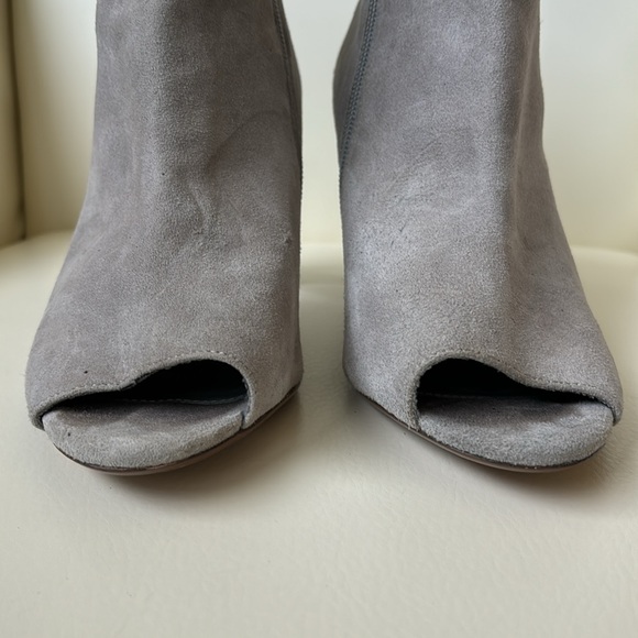 Town Shoes Grey Suede Open Toe Booties with Crystal Heels - Picture 5 of 9